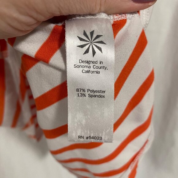 Athleta Chi Striped Racerback Orange/White Tank Top‎ Size S - Picture 4 of 8
